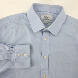 Charles Tyrwhitt Mens Classic Fit Light Blue Cotton Dress Shirt 17/34 Office